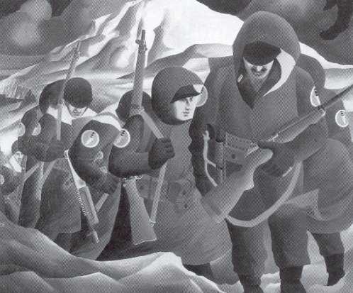 The Kiska Patrol - A painting by John Hughes - Canadian War Museum.