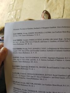 Cemetery register Fallen list.