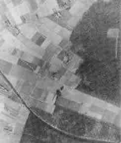 The Hochwald Gap from the air. The Canadians approached from the upper left into the Gap. Notice the rail line running across the southern forest fringe.